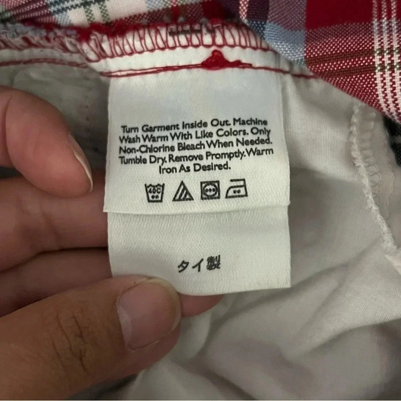 Eddie Bauer Skirt Size 10 Plaid Knee Length Pockets Front Zip 100% Baumwolle - Picture 8 of 10